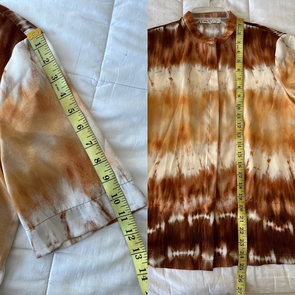 SOLD MANGO Tie-Dye Satin Round Collar Button Front Shirt Size S - Picture 12 of 16